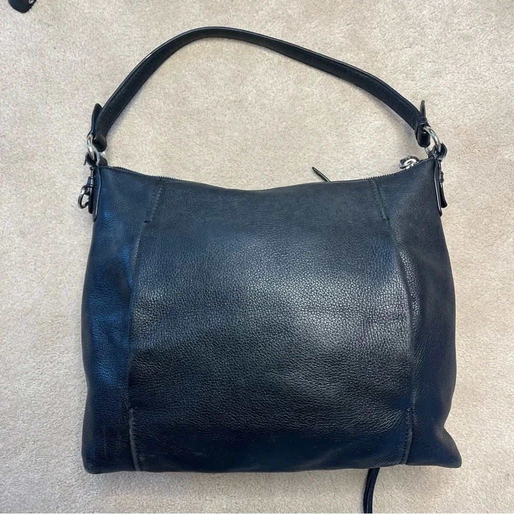 Michael Kors Corinne Black Pebbled Leather Tassel Large Boho Shoulder Bag - Picture 5 of 10